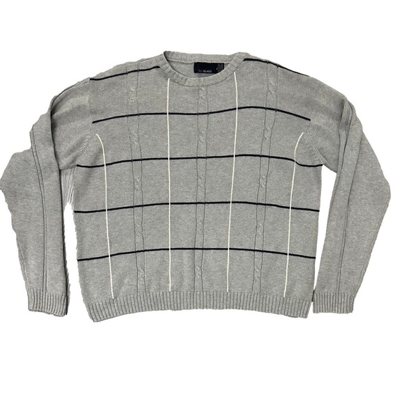 Vntg Gray Plaid Grandpacore Sweater Mens XL Cable Knit Preppy Academia Old Money - Picture 1 of 5